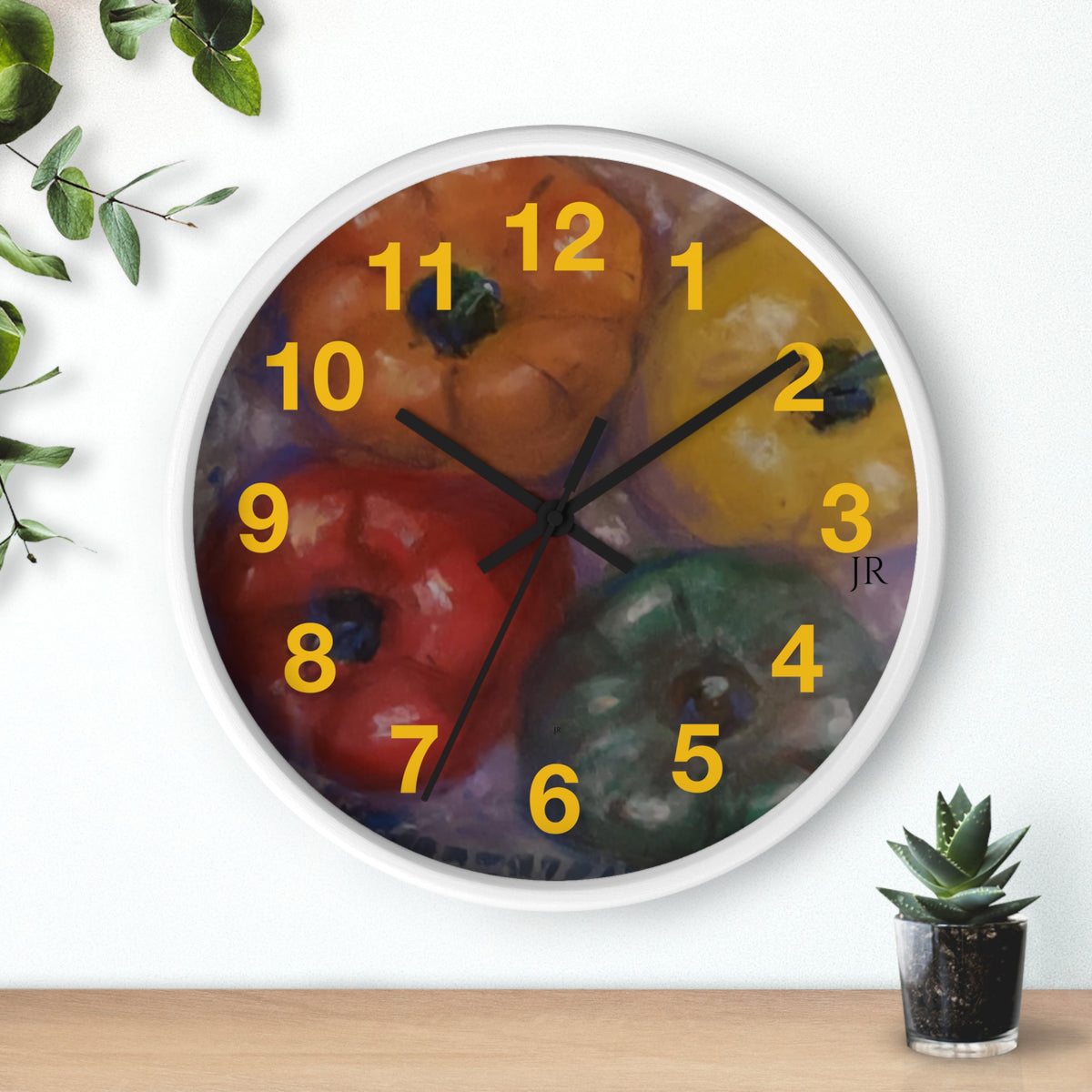 Colorful 4 Pepper Wall Clock —  Kitchen Decor