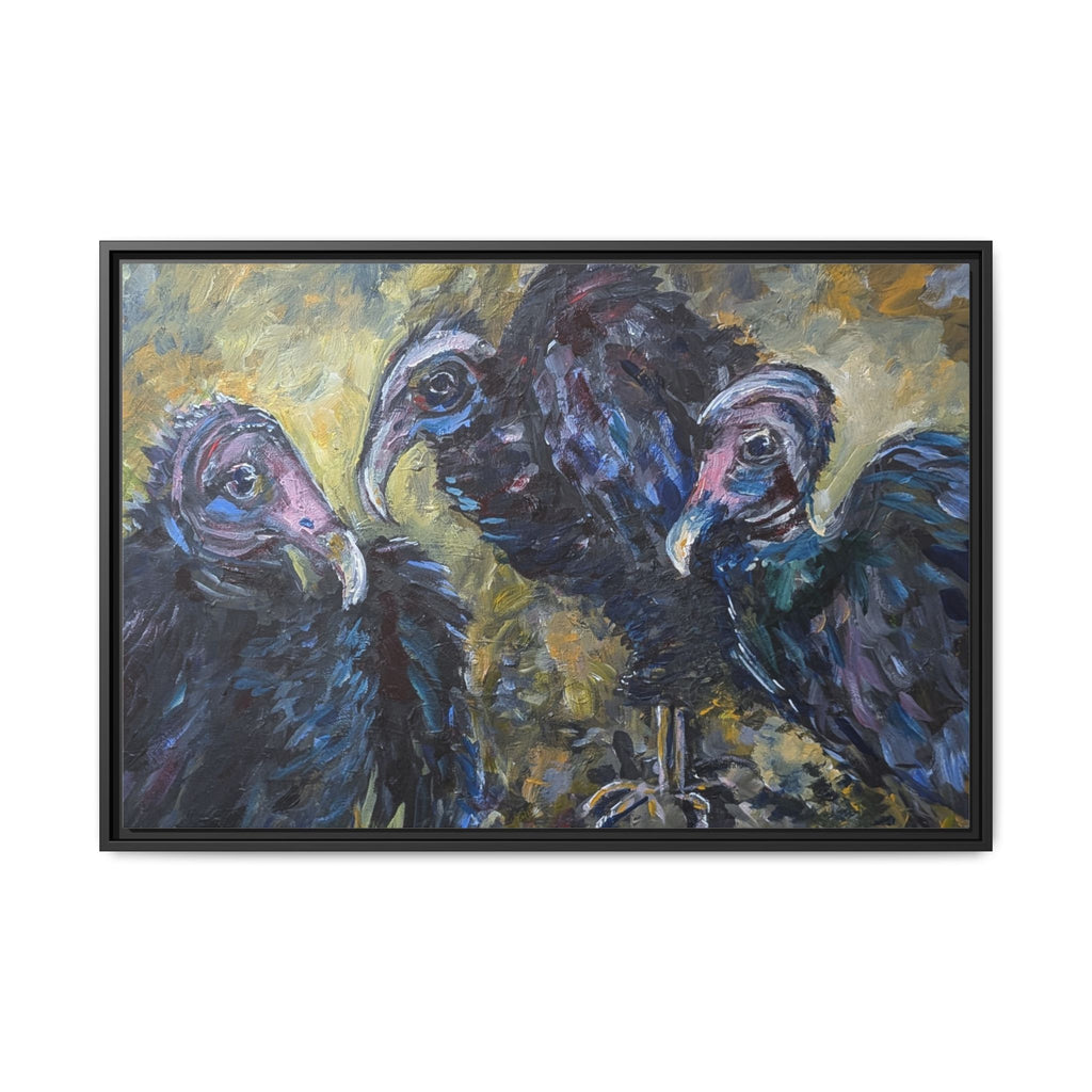 3 Vultures Painting  Framed Matte Canvas