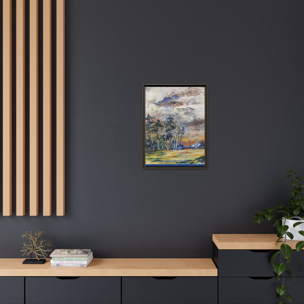 Framed Matte Canvas Landscape Print — Abstract Forest Meadow Wall Art