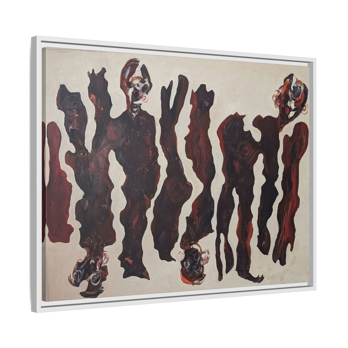 Abstract Figure Matte Canvas Framed Art — Dark Red Organic Shapes
