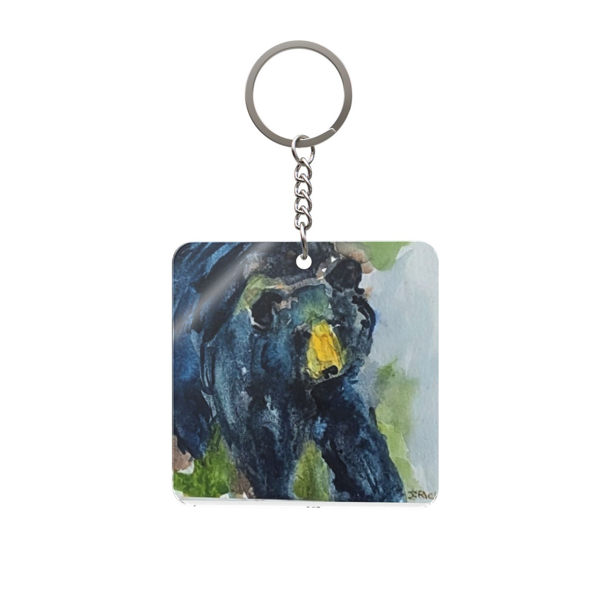 Black Bear Watercolor Art Keyring