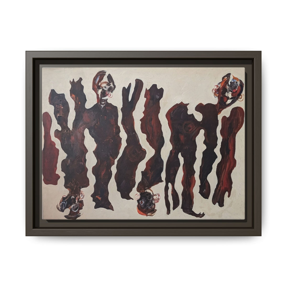 Abstract Figure Matte Canvas Framed Art — Dark Red Organic Shapes