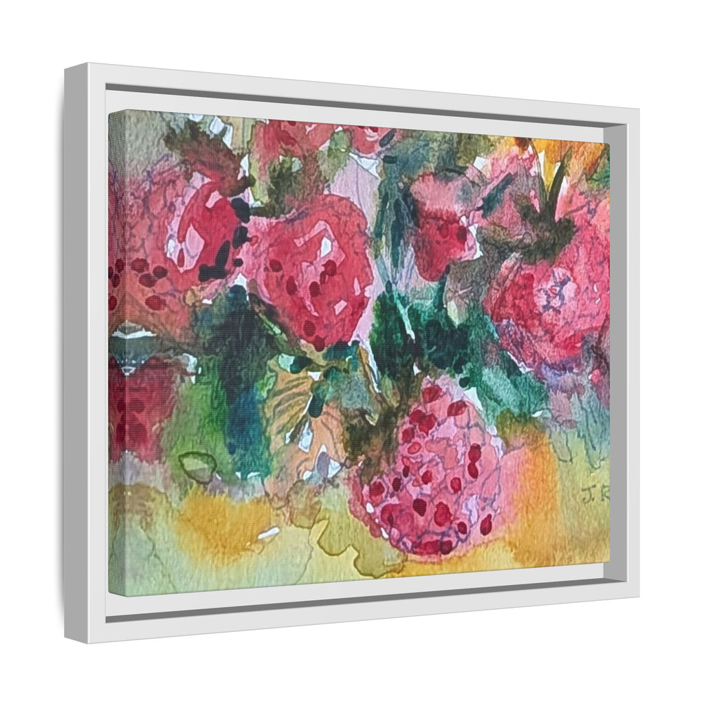 Raspberry Patch Still Life Framed Matte Canvas Print