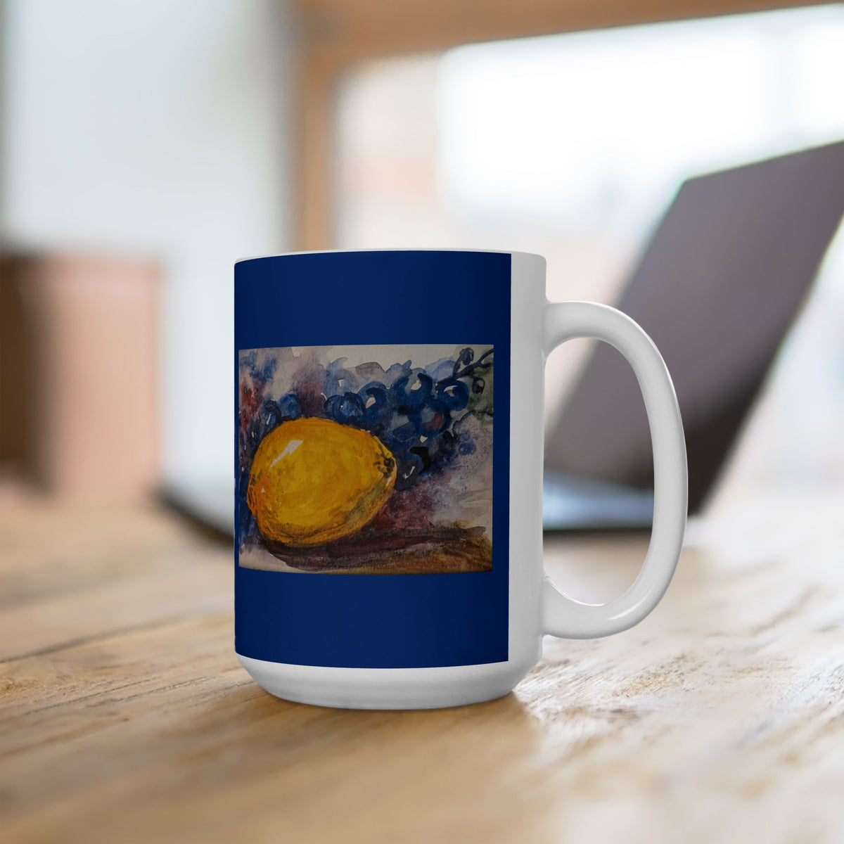 Lemon & Purple grapes Watercolor Mug | Ceramic Mug