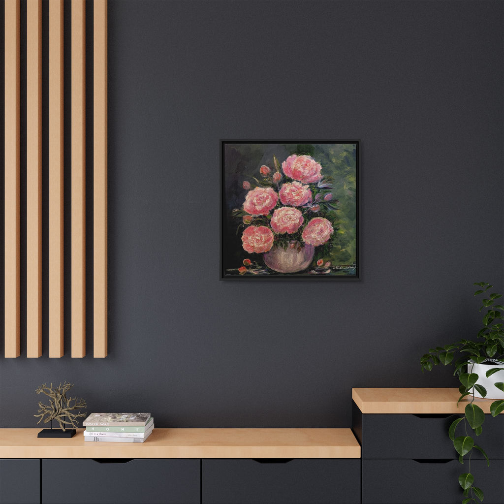 Copy of Framed Floral Canvas Wall Art — Pink Peonies in Vase