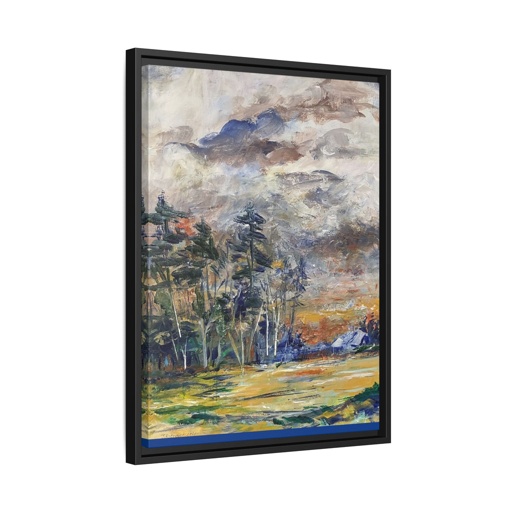 Framed Matte Canvas Landscape Print — Abstract Forest Meadow Wall Art