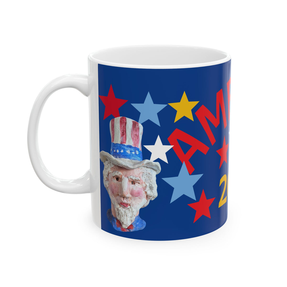 Patriotic Ceramic Mug — Patriotic Red, White & Blue Stars Coffee Cup