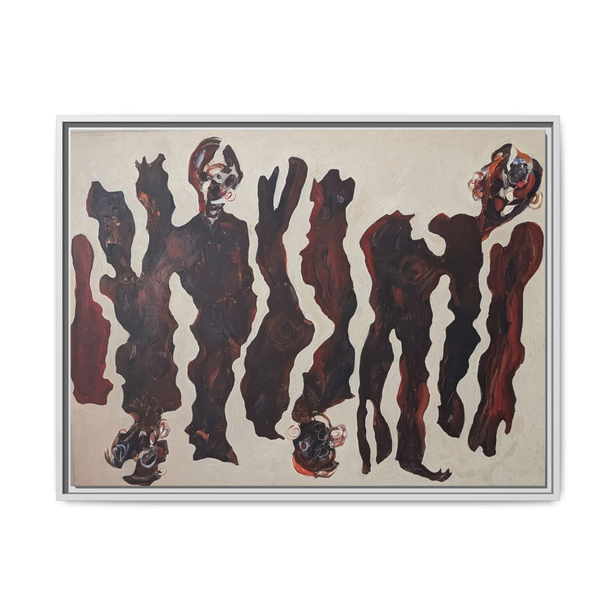 Abstract Figure Matte Canvas Framed Art — Dark Red Organic Shapes