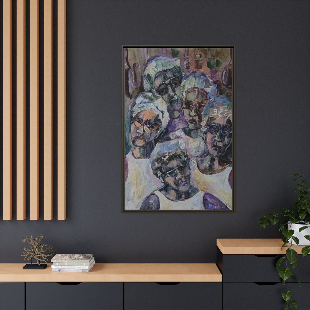 5 Cafeteria Woman Framed Matte Canvas Wall Art