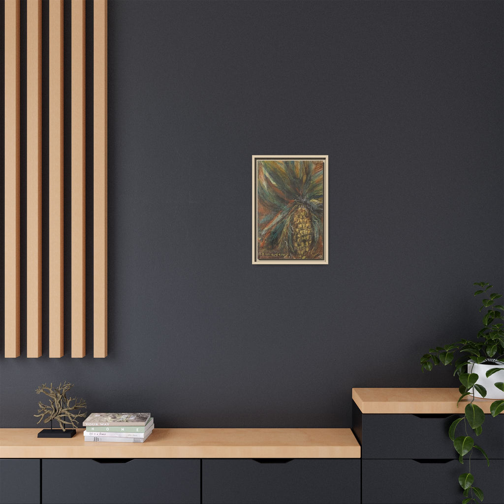 Forgotten Corn Husk Framed Canvas — Tropical Pineapple Matte Wall Art