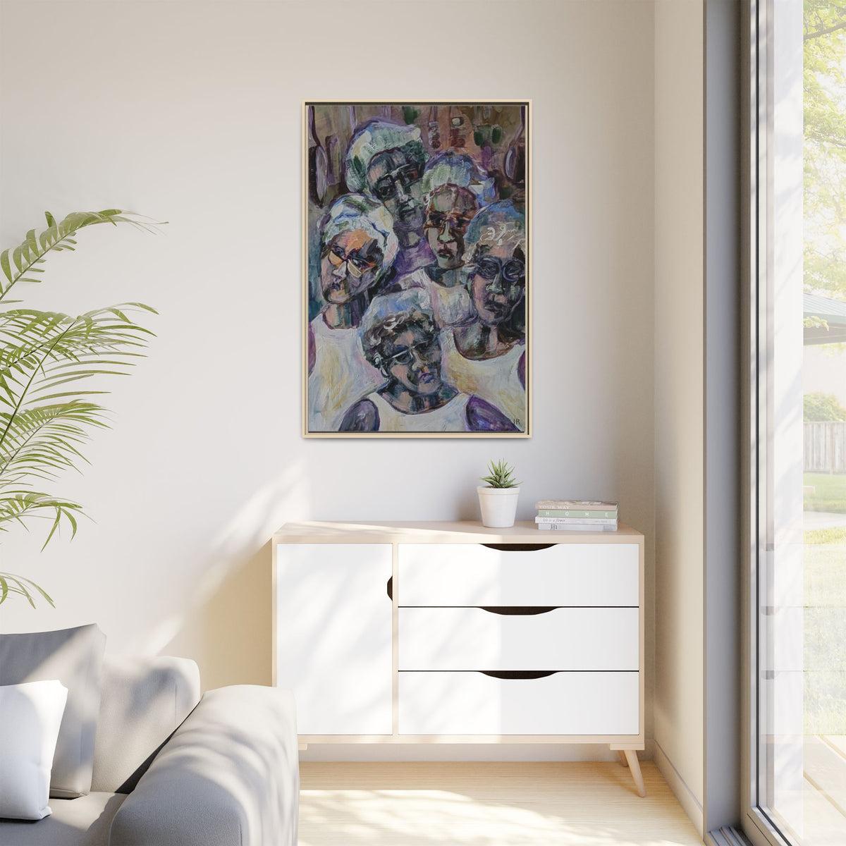 5 Cafeteria Woman Framed Matte Canvas Wall Art