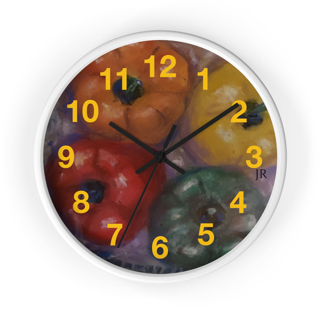 Colorful 4 Pepper Wall Clock —  Kitchen Decor