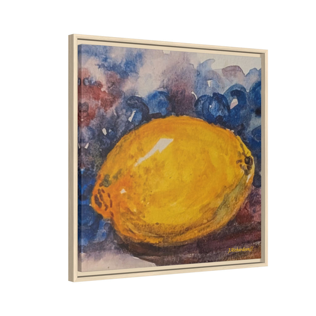 Lemon Grapes Pastel Painting Framed Matte Canvas