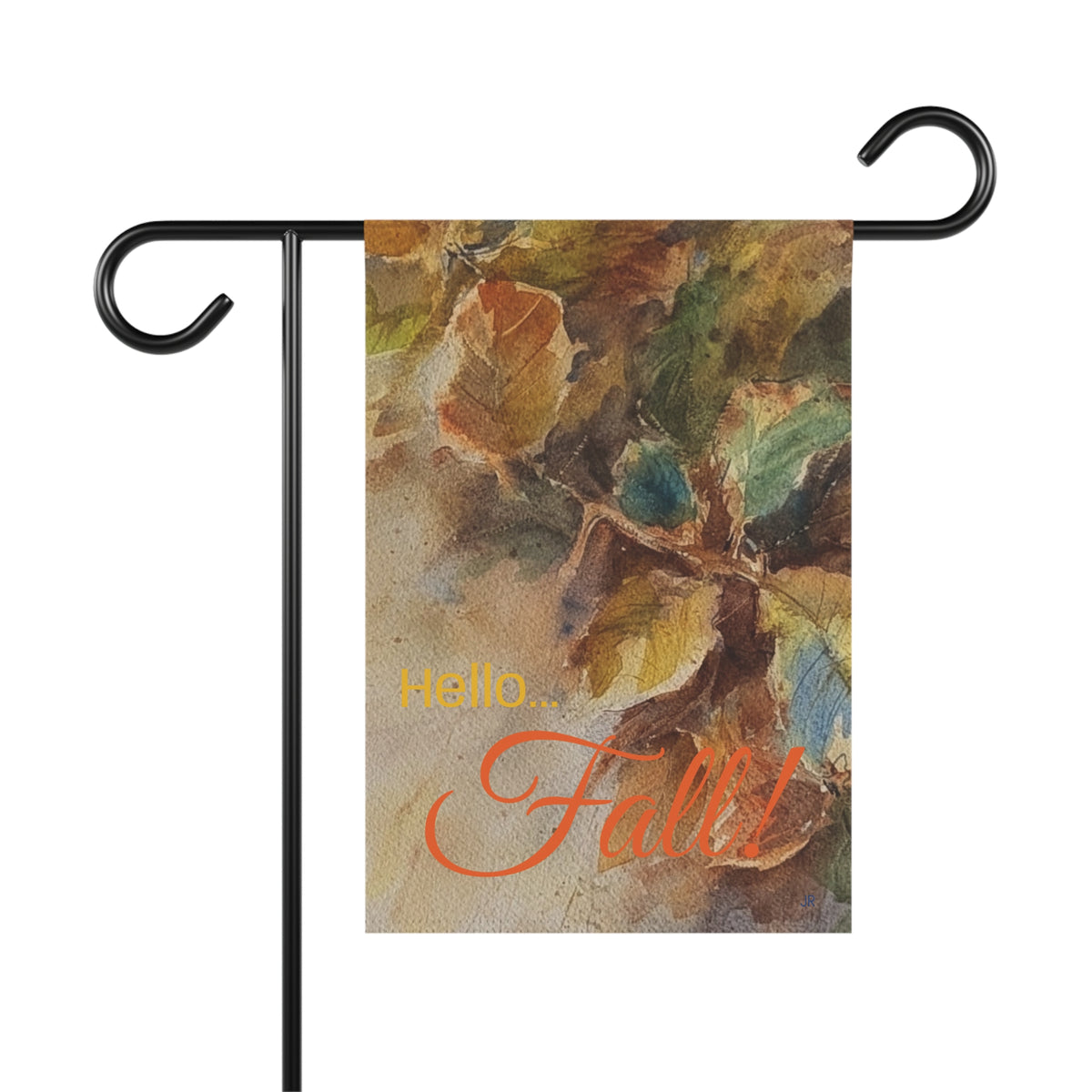 Fall Garden Flag – "Hello Fall" Watercolor Leaves Garden Banner