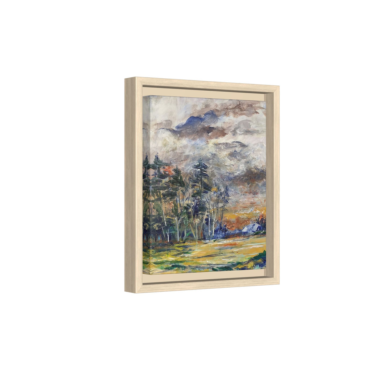 Framed Matte Canvas Landscape Print — Abstract Forest Meadow Wall Art