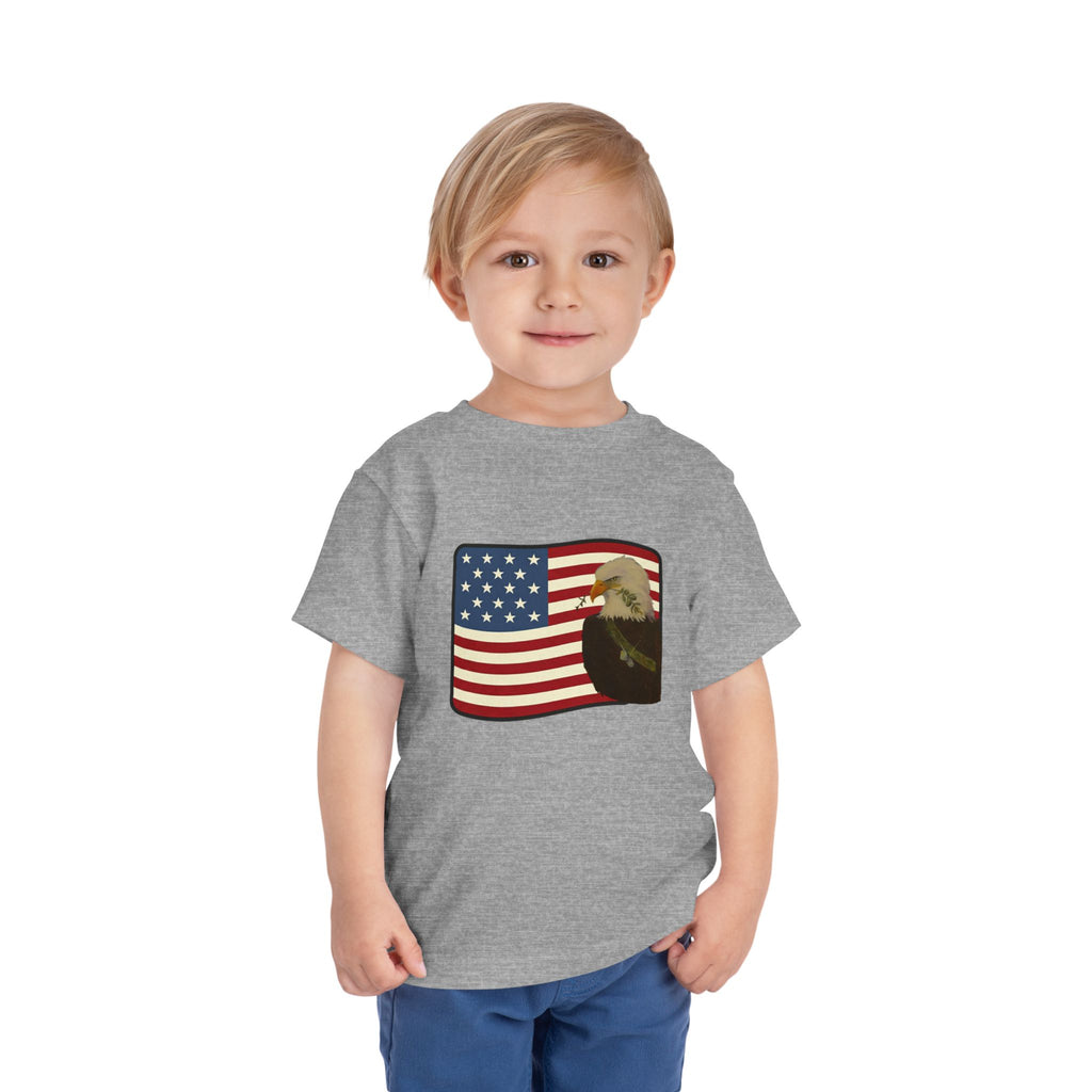 Patriotic Toddler Tee —2T - 5T Patriotic Bald Eagle "USA 2026" Graphic