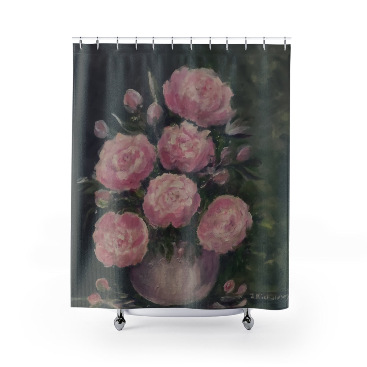 Pink Peonies Shower Curtain, Floral Still Life
