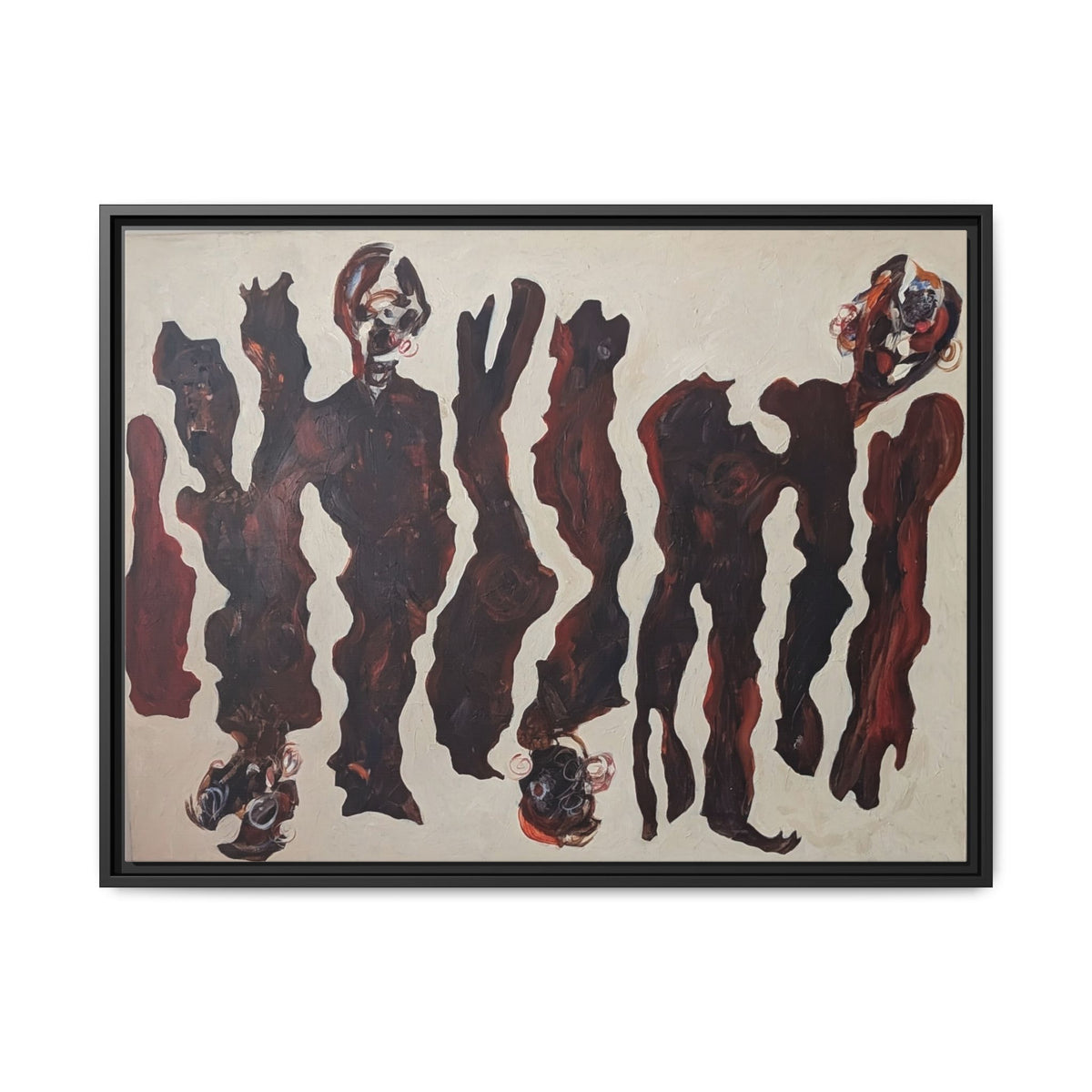 Abstract Figure Matte Canvas Framed Art — Dark Red Organic Shapes