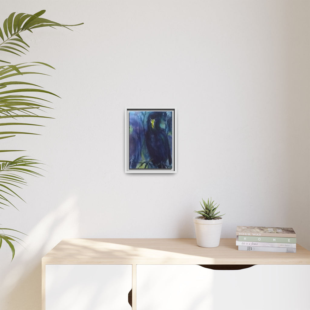 Framed Matte Canvas Print — Moody Black Raven Artwork
