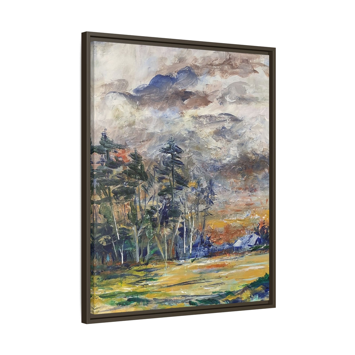 Framed Matte Canvas Landscape Print — Abstract Forest Meadow Wall Art