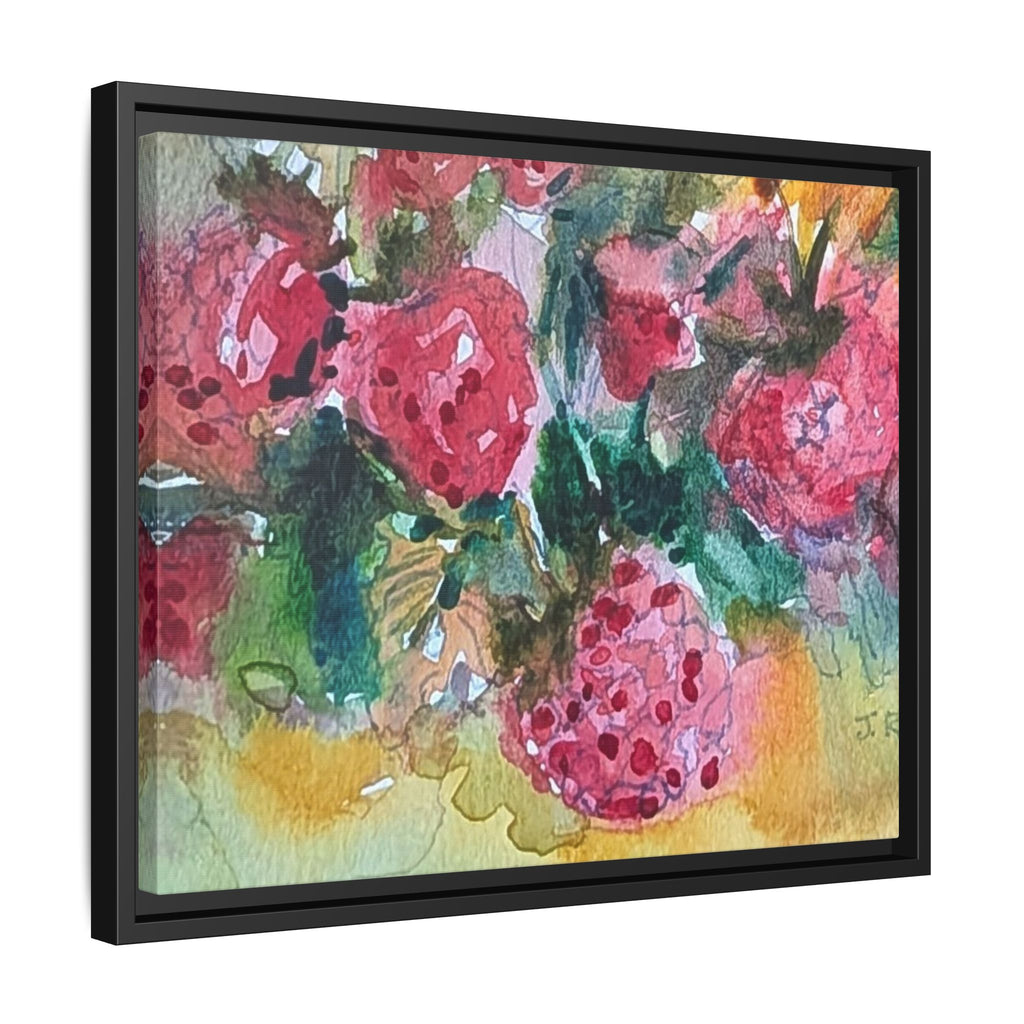 Raspberry Patch Still Life Framed Matte Canvas Print