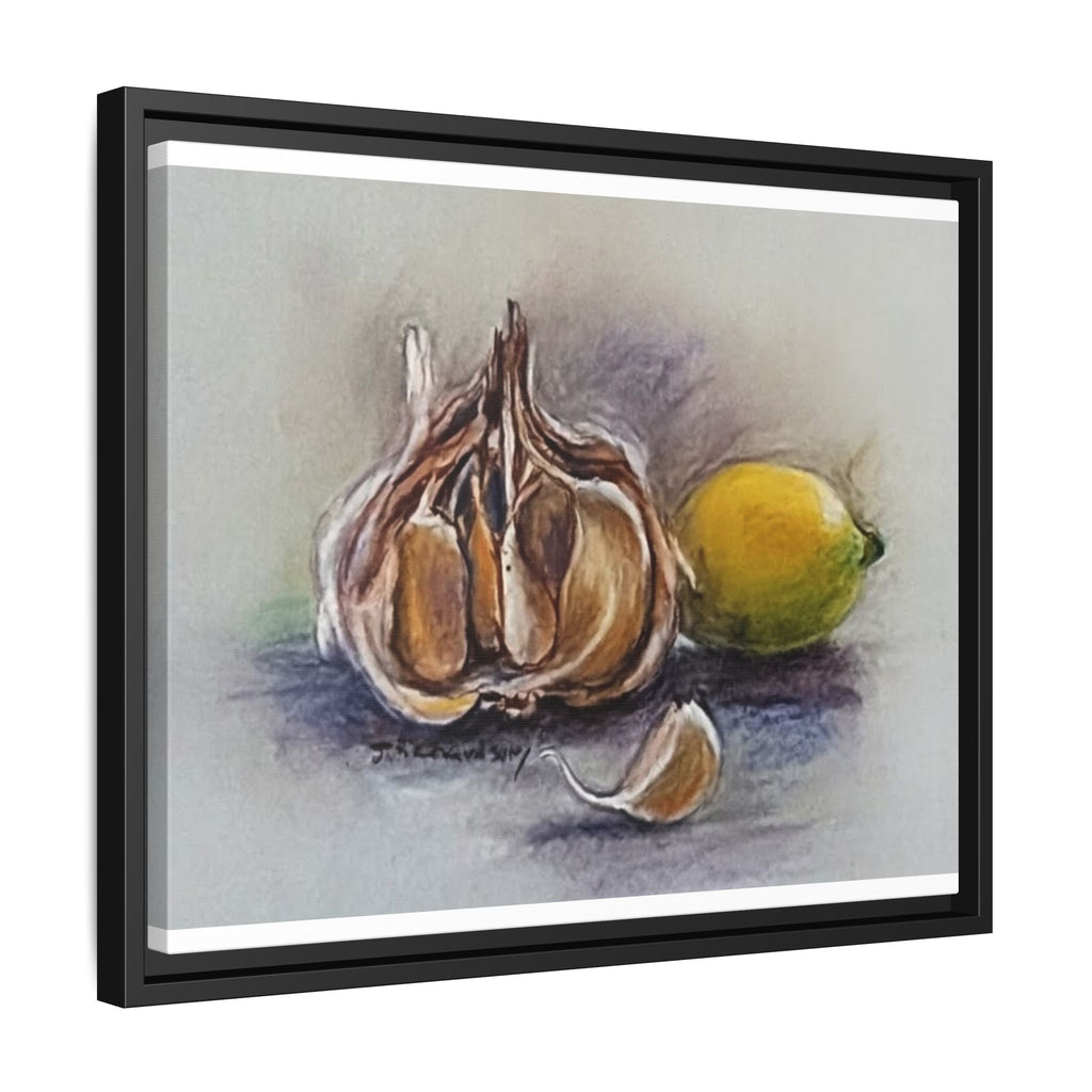 Garlic and Lemon Still Life Matte Canvas (Framed)