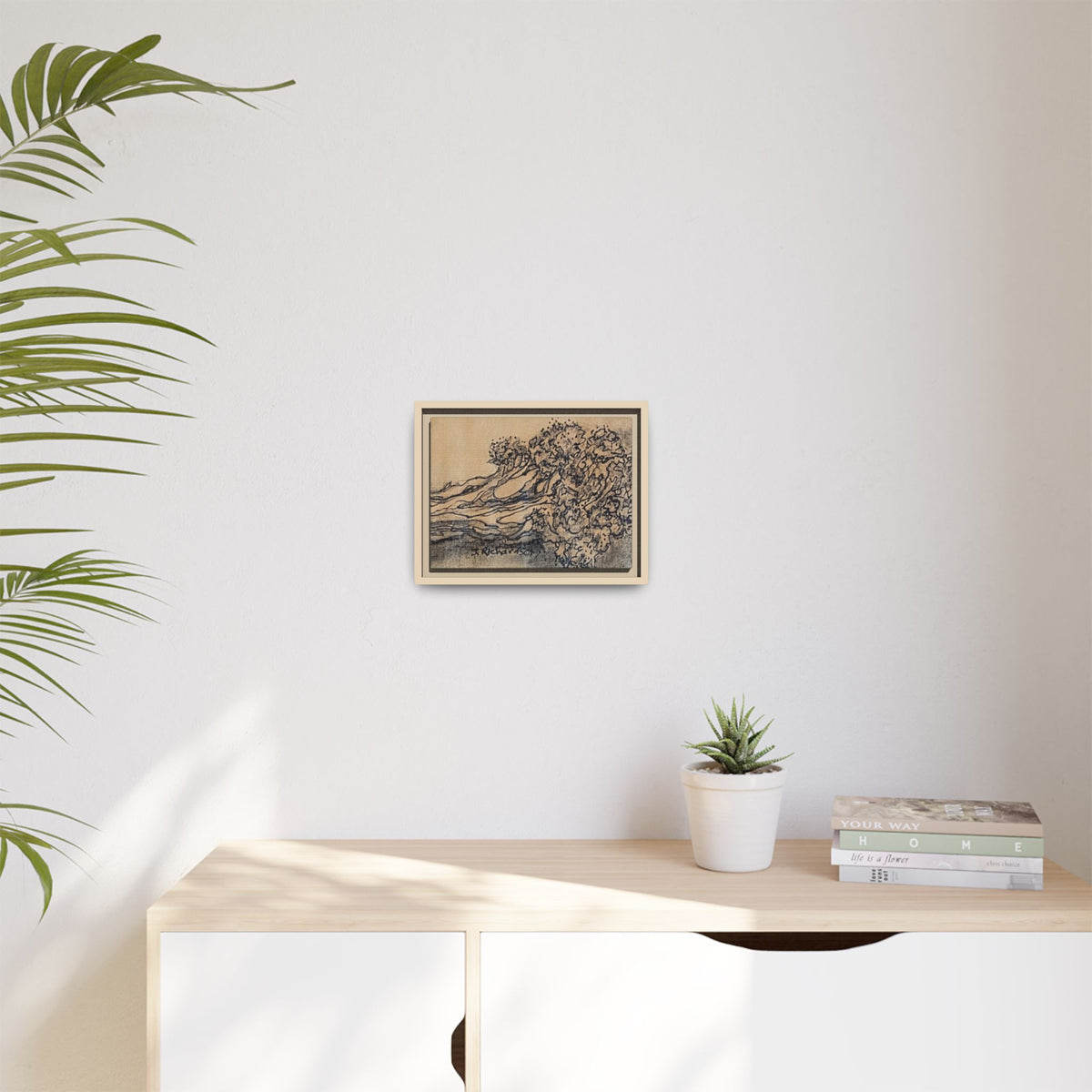 Matte Canvas Wall Art — "Broccoli" Pencil Sketch (Framed)