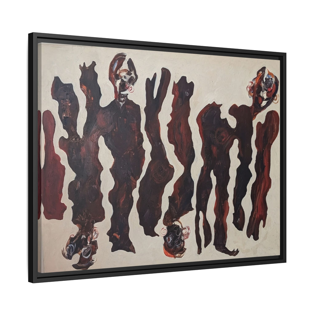 Abstract Figure Matte Canvas Framed Art — Dark Red Organic Shapes