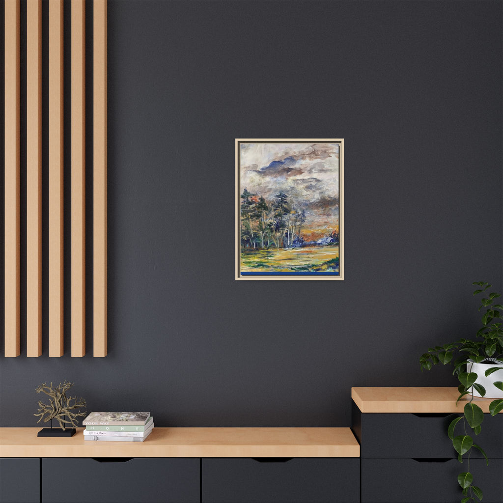 Framed Matte Canvas Landscape Print — Abstract Forest Meadow Wall Art