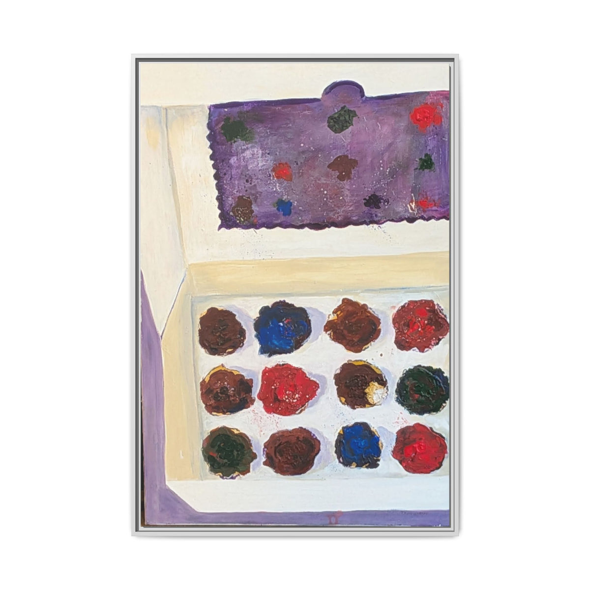 Box of Cupcakes — Framed Matte Canvas Wall Art