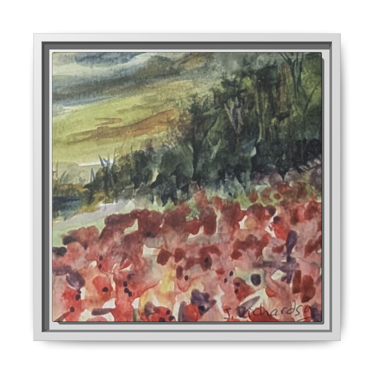 Framed Poppies landscape Matte Canvas,   Multi-color frames)