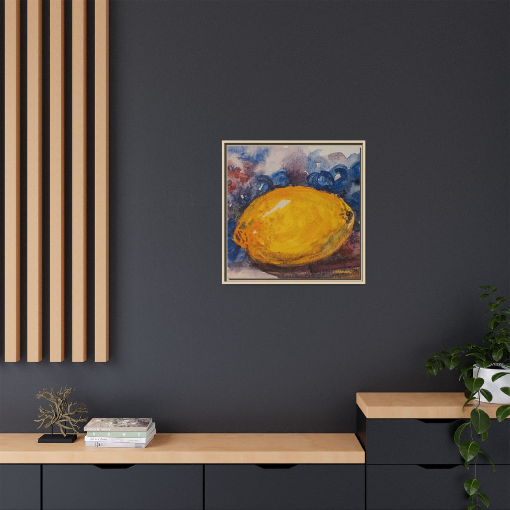 Lemon Grapes Pastel Painting Framed Matte Canvas