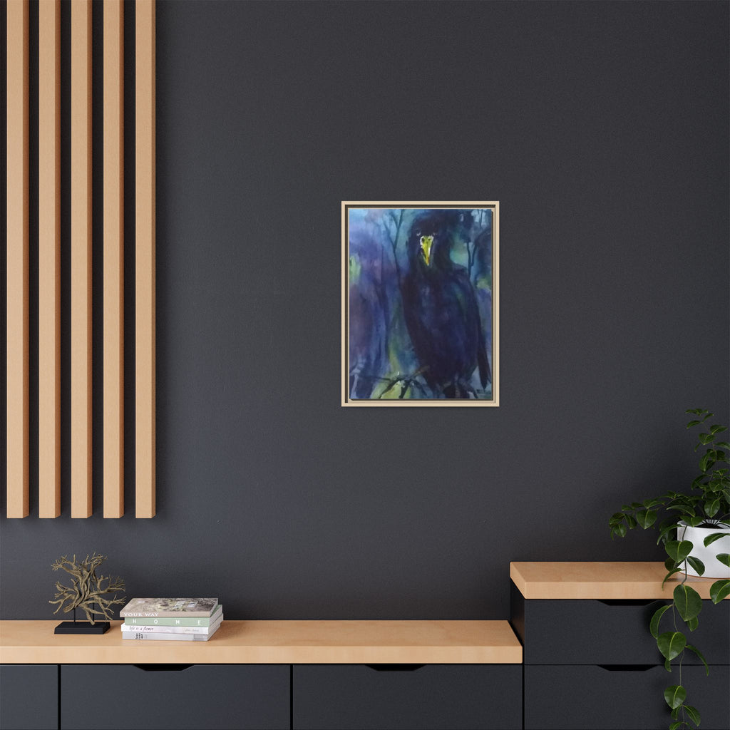 Framed Matte Canvas Print — Moody Black Raven Artwork