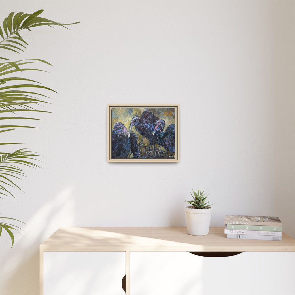3 Vultures Painting  Framed Matte Canvas