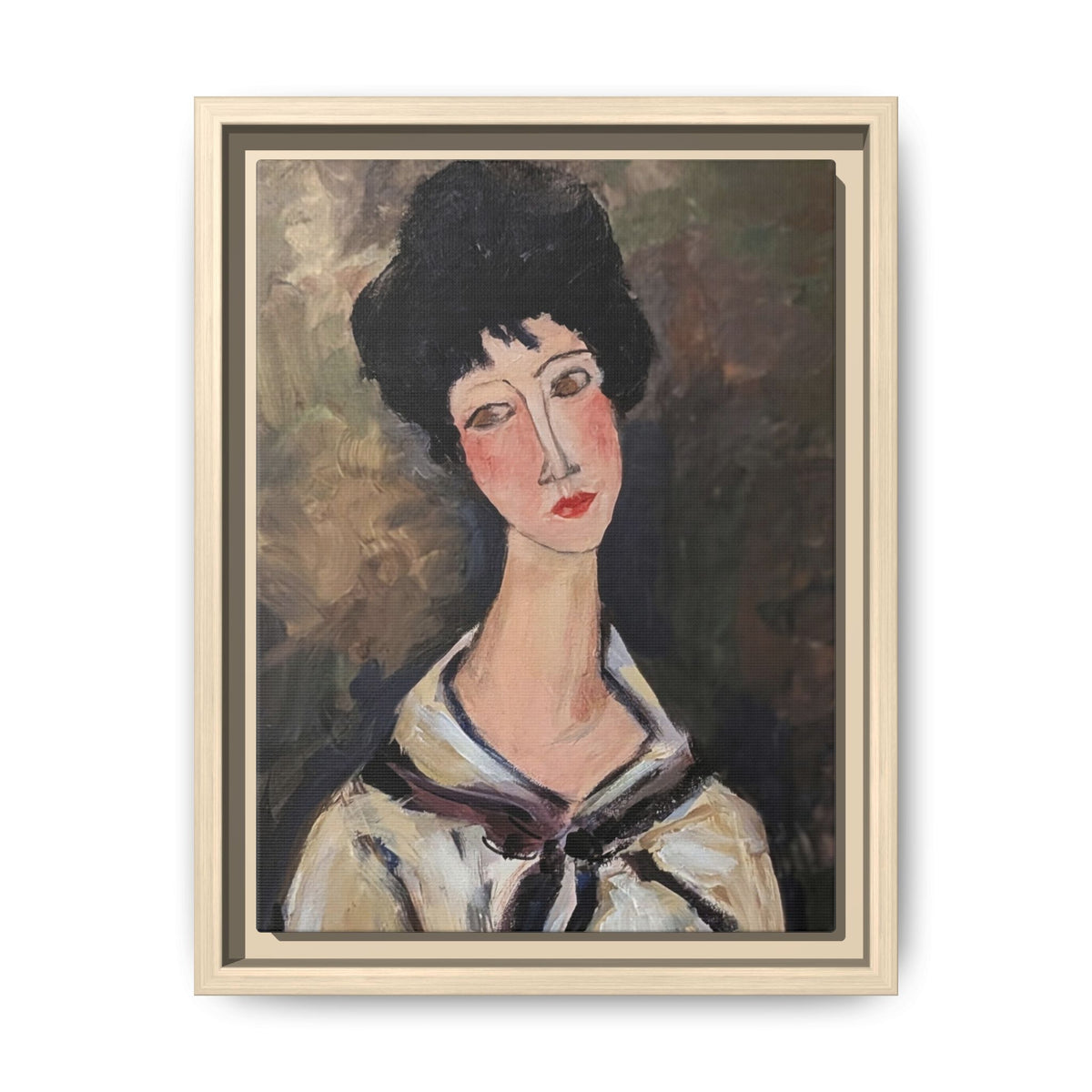 Framed Matte Canvas Print – Modigliani‑Style Portrait Art