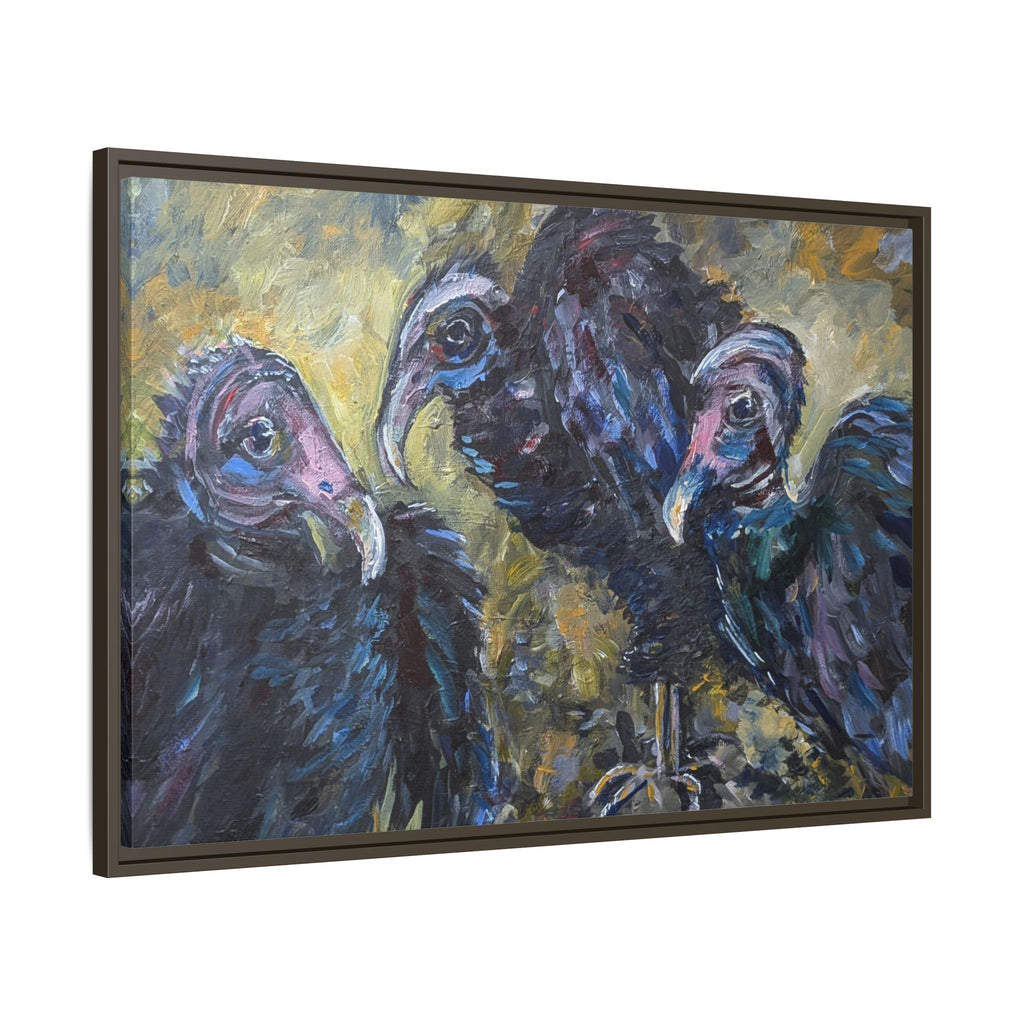 3 Vultures Painting  Framed Matte Canvas