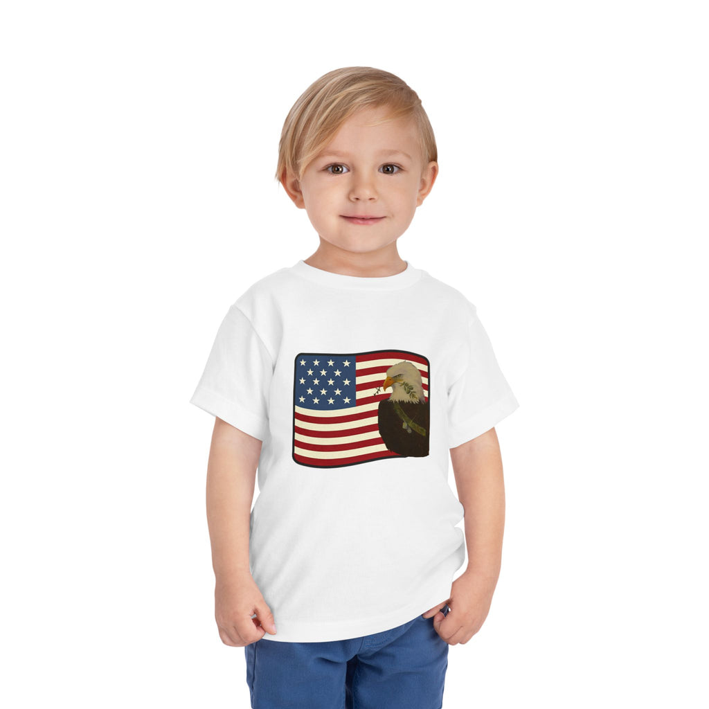 Patriotic Toddler Tee —2T - 5T Patriotic Bald Eagle "USA 2026" Graphic