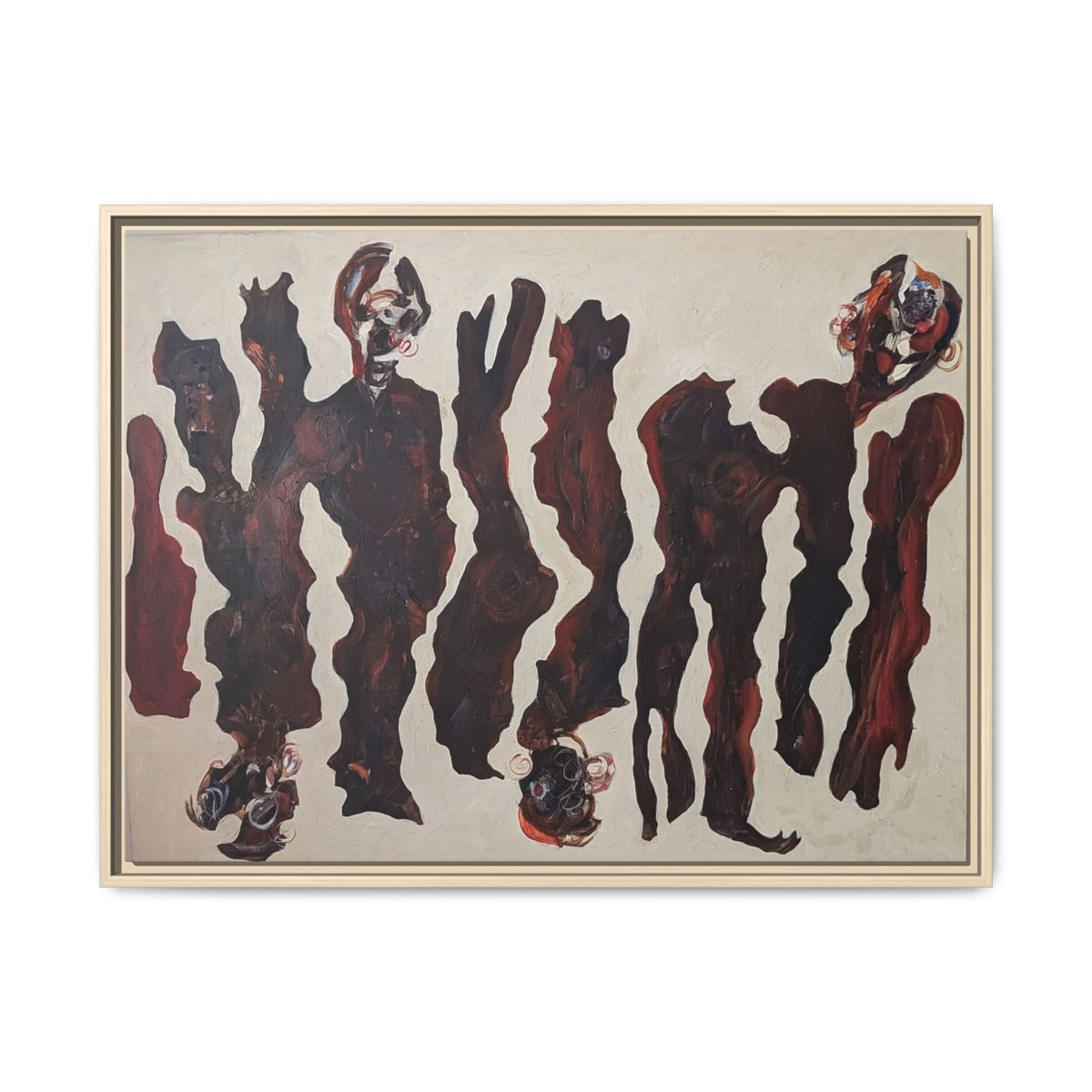 Abstract Figure Matte Canvas Framed Art — Dark Red Organic Shapes