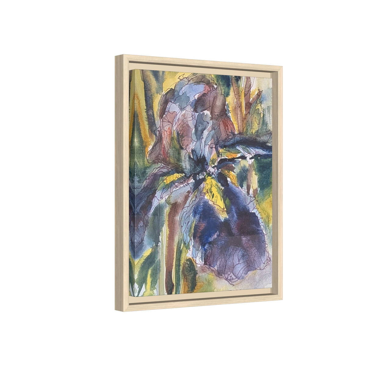 Framed Watercolor Iris Matte Canvas Wall Art
