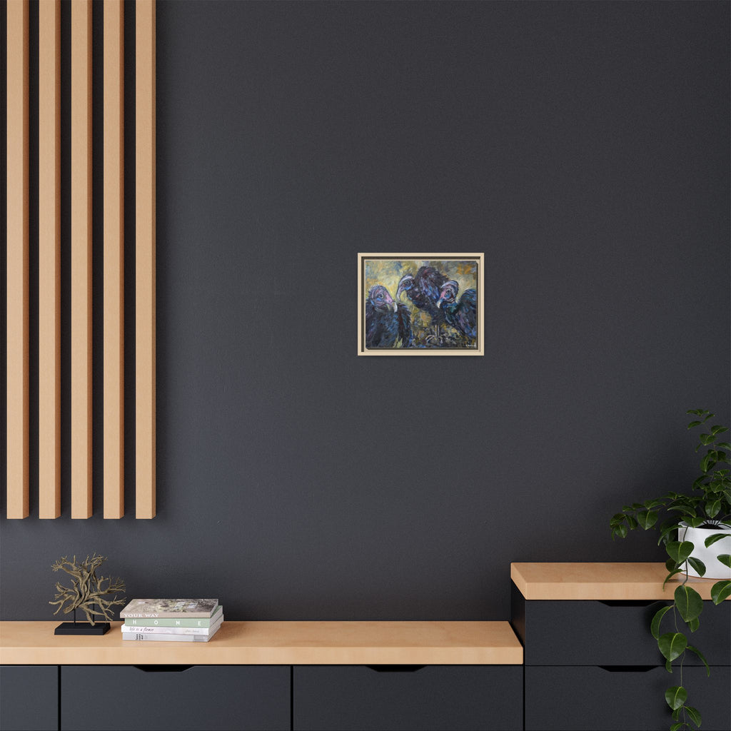 3 Vultures Painting  Framed Matte Canvas