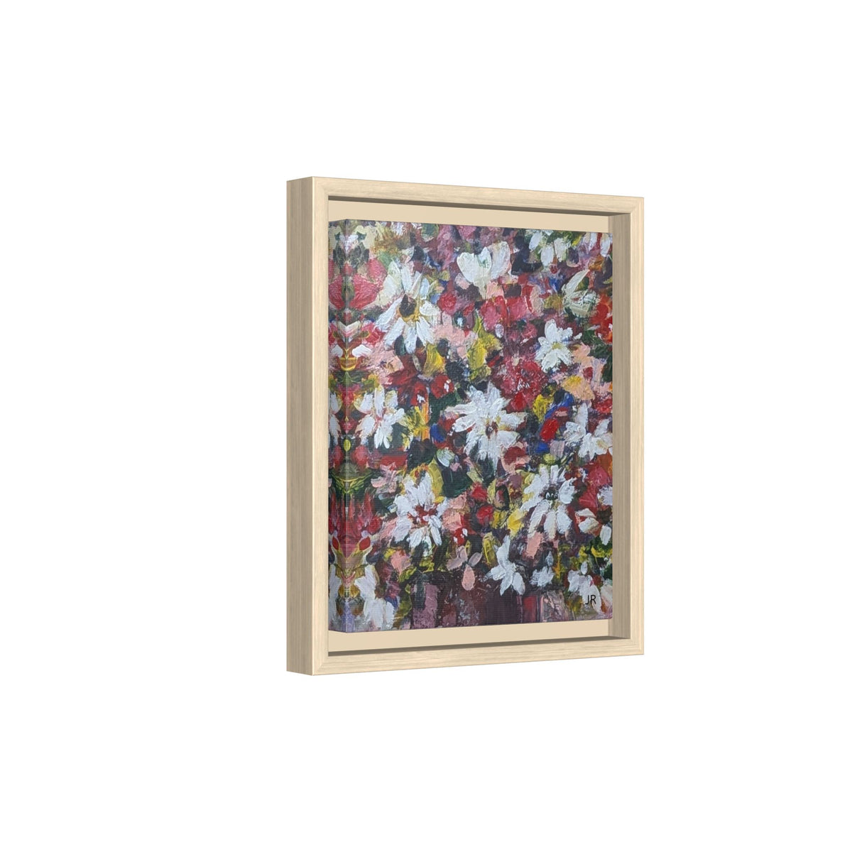 Daisies Floral Painting Matte Canvas Framed | Flower Art Wall Decor