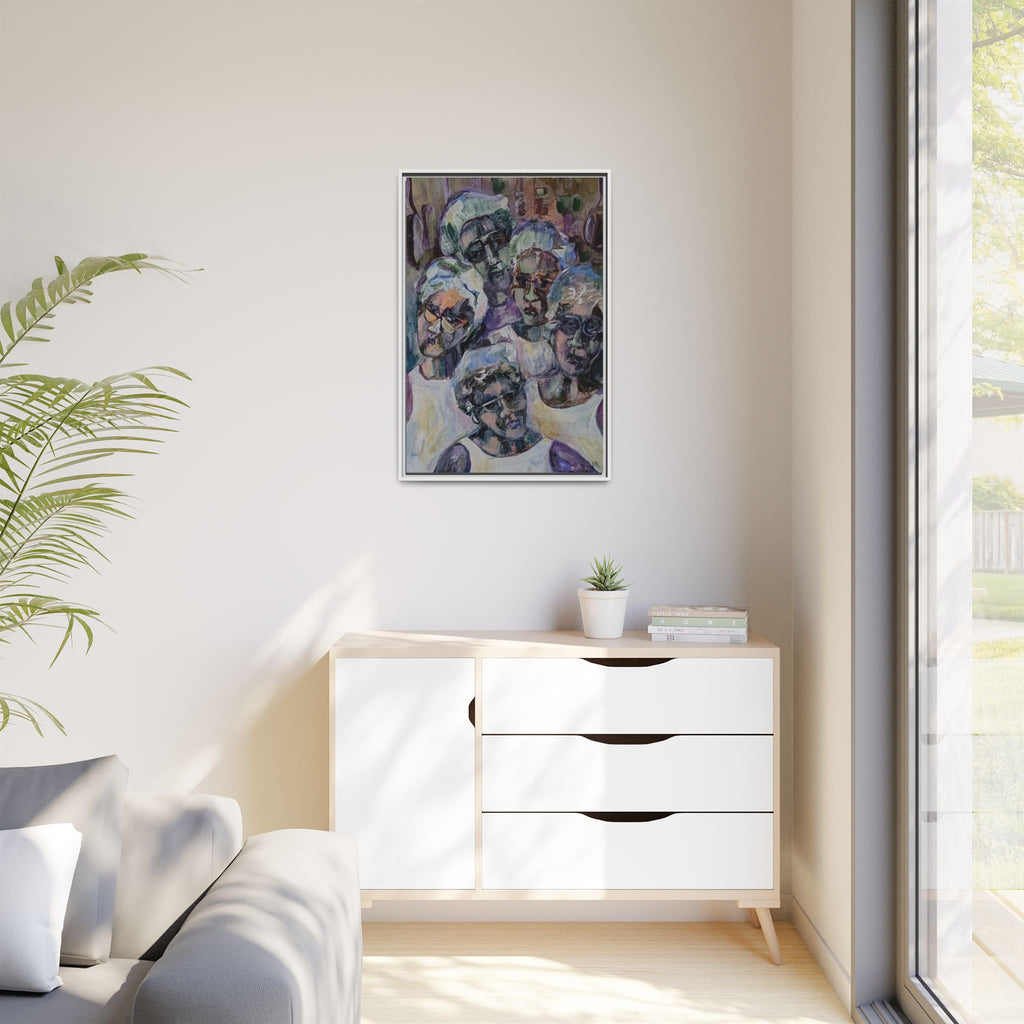 5 Cafeteria Woman Framed Matte Canvas Wall Art