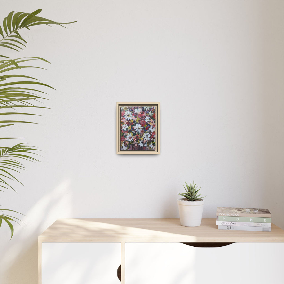 Daisies Floral Painting Matte Canvas Framed | Flower Art Wall Decor