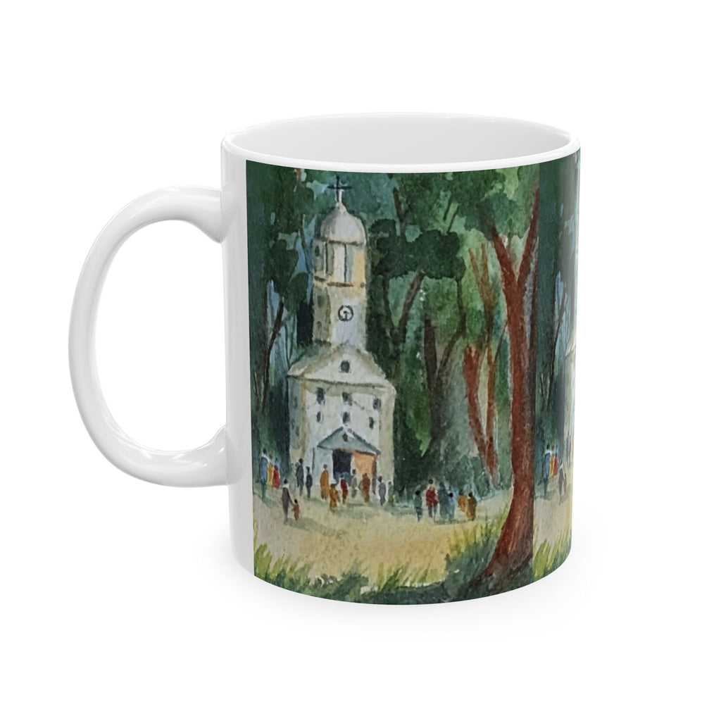 Watercolor Church in the Woods Ceramic Mug